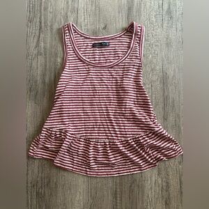 Abercrombie & Fitch Pink and White Striped Ruffle Tank Top Size XXS